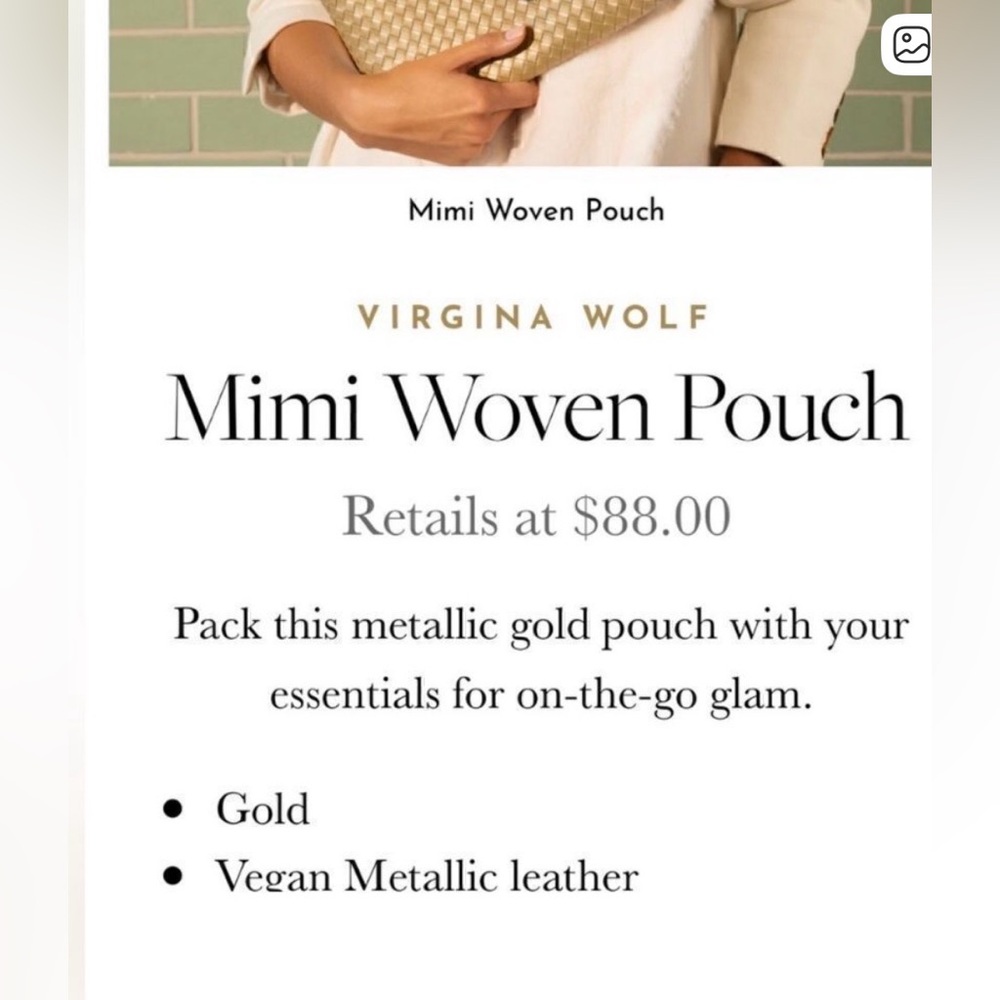 Chic and classy Virginia Wolf gold woven clutch - Picture 12 of 12